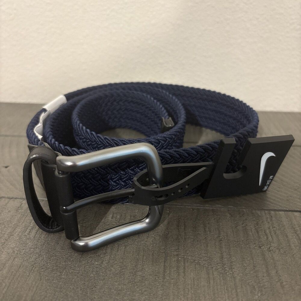 Nike Men's Golf Adjustable Stretch Braided Belt Navy Blue Size Medium 34-36